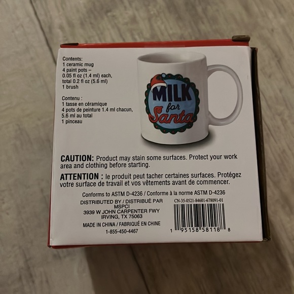 NWT Color-In Mug Kit - Milk for Santa Mug - Kids Christmas Crafts - Holiday Gift - Picture 4 of 7